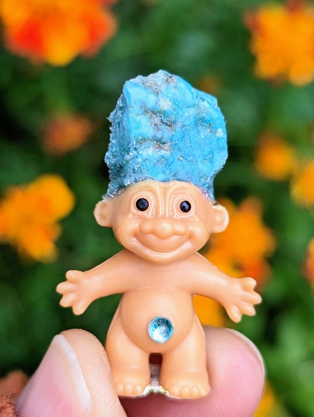 Made to order - RARE "White Water" Turquoise Crystal Troll Mini 1.5"