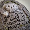 gravestone pincushion, Mistress Mary