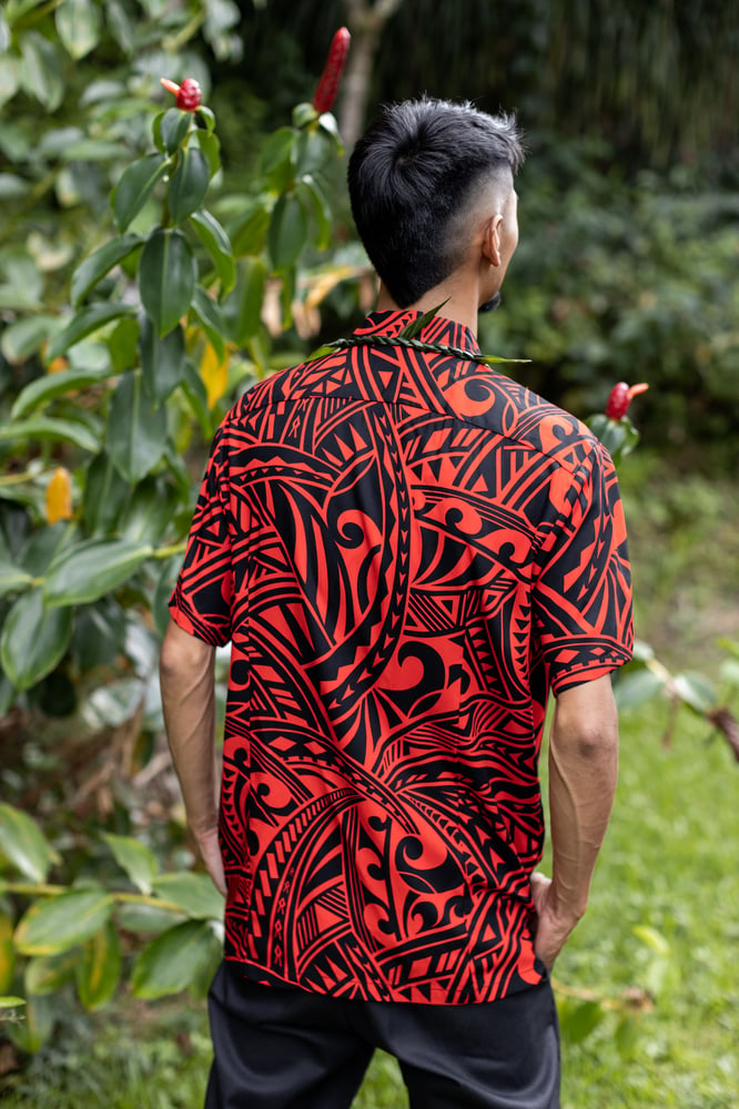 Image of Maluhia Red Aloha Shirt