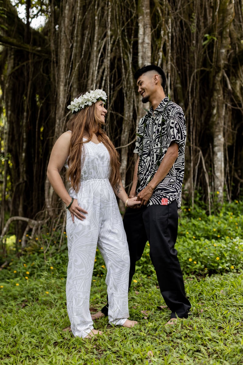 Made in Hawaii ! Men's White Wedding Hawaiian Aloha Shirt