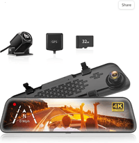 WOLFBOX G840S 12" 4K Mirror Dash Cam Backup Camera