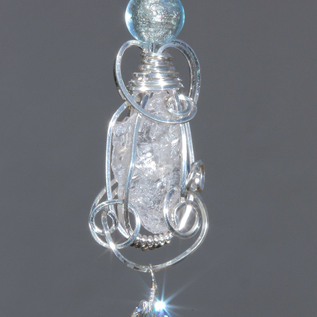 Etched Nigerian Phenacite Sterling Pendant