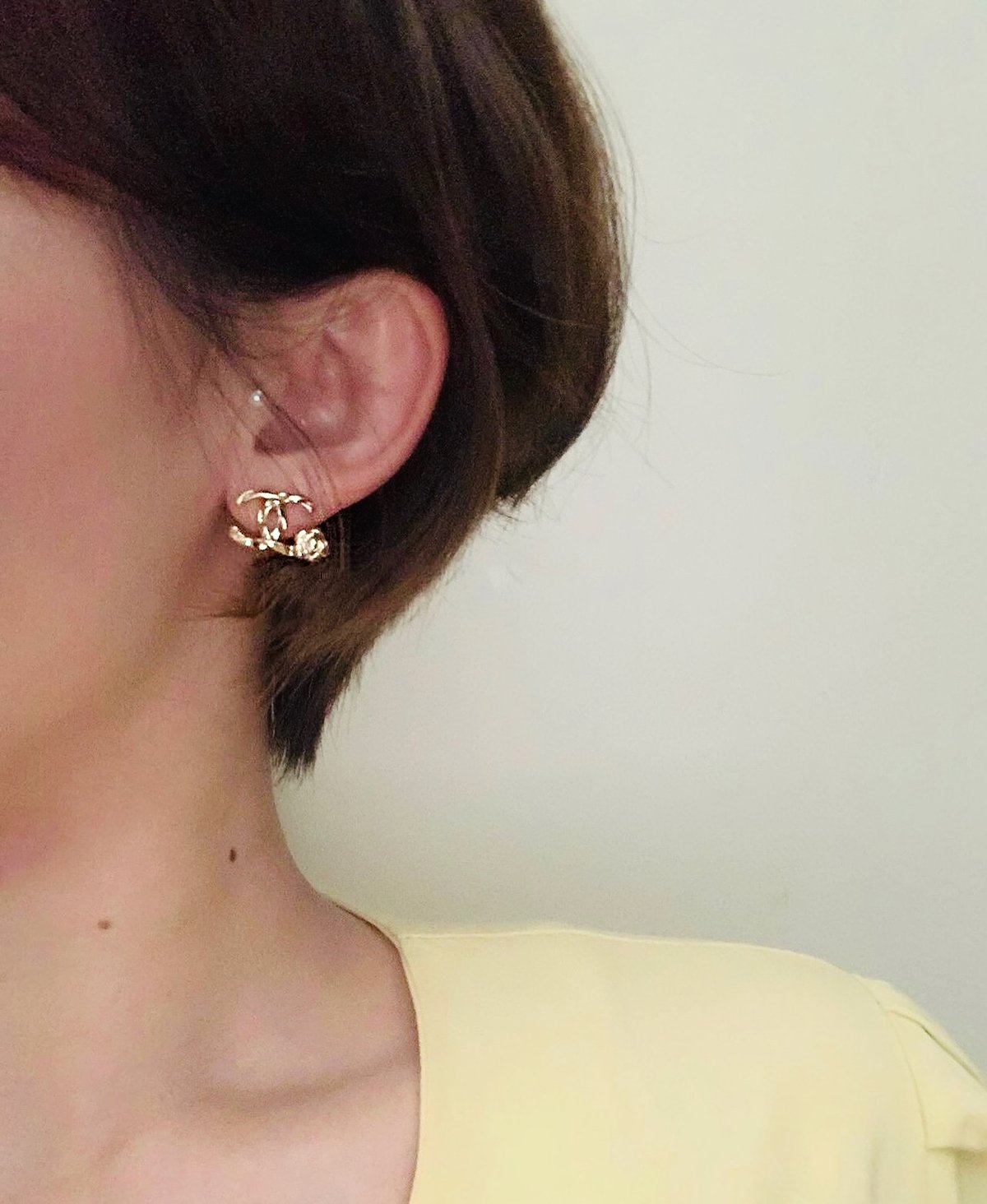 Image of Authentic CHANEL Camellia CC Gold Earrings