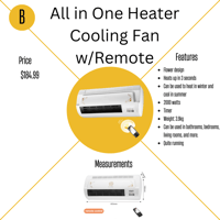 Image 2 of All in One Heater/Cooling Fan with Remote