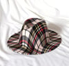 White & Black Plaid Fedora