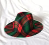 Green & Red Plaid Fedora 