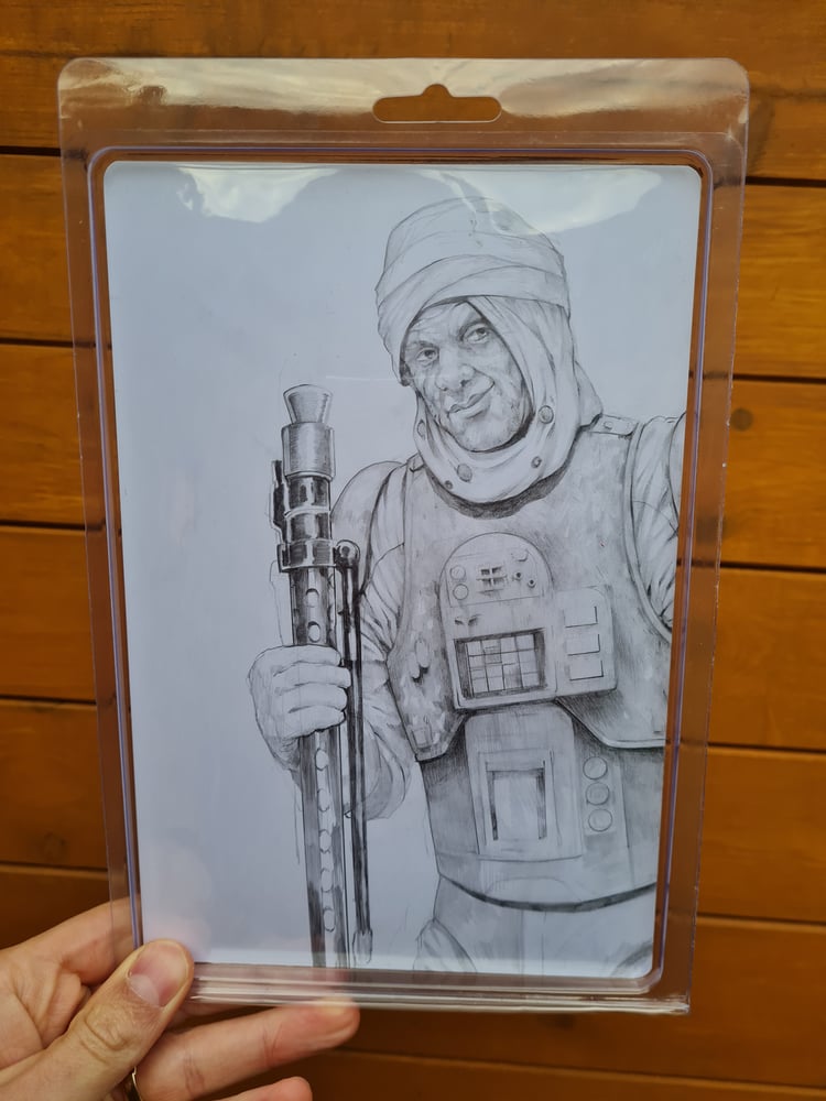 Image of Dengar figure with original Painting and Sketch