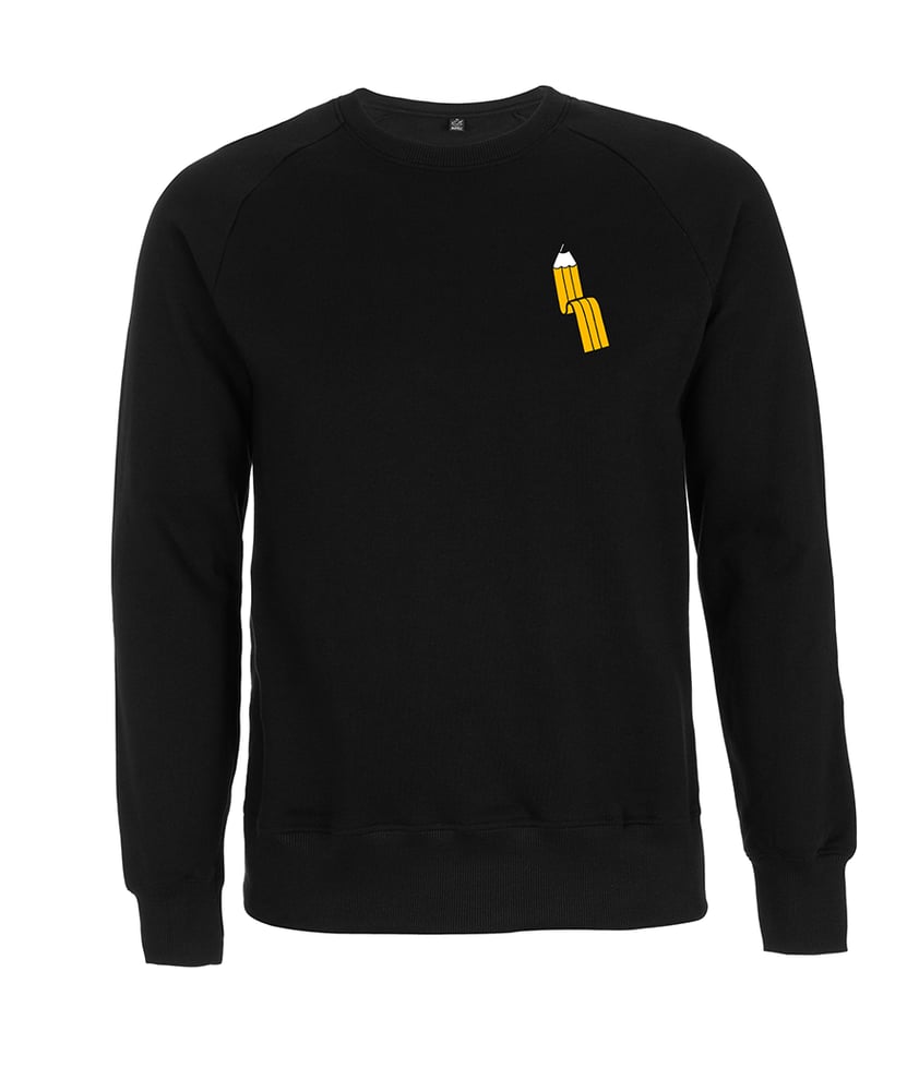 Image of ' Pencil Pusher ' unisex raglan cut organic black sweatshirt