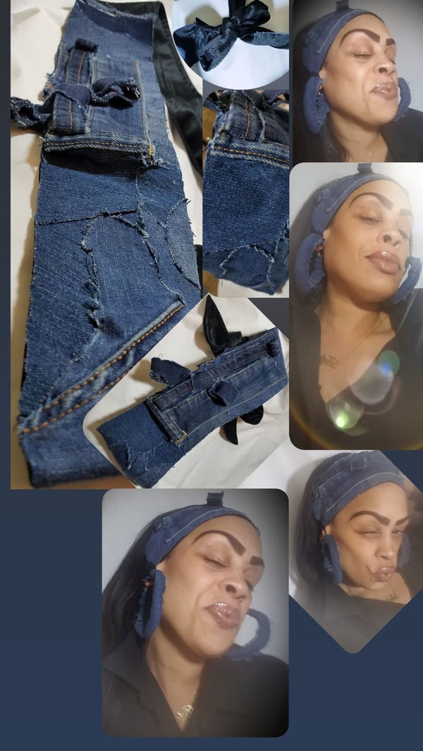 Image of Tasty Raw Edge Denim Edge Wrap- “Laid Edges”