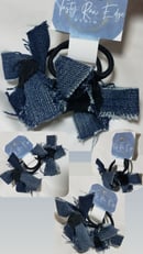 Image 2 of Tasty Raw Edge Denim “Ponytails “ Style Accent Set 