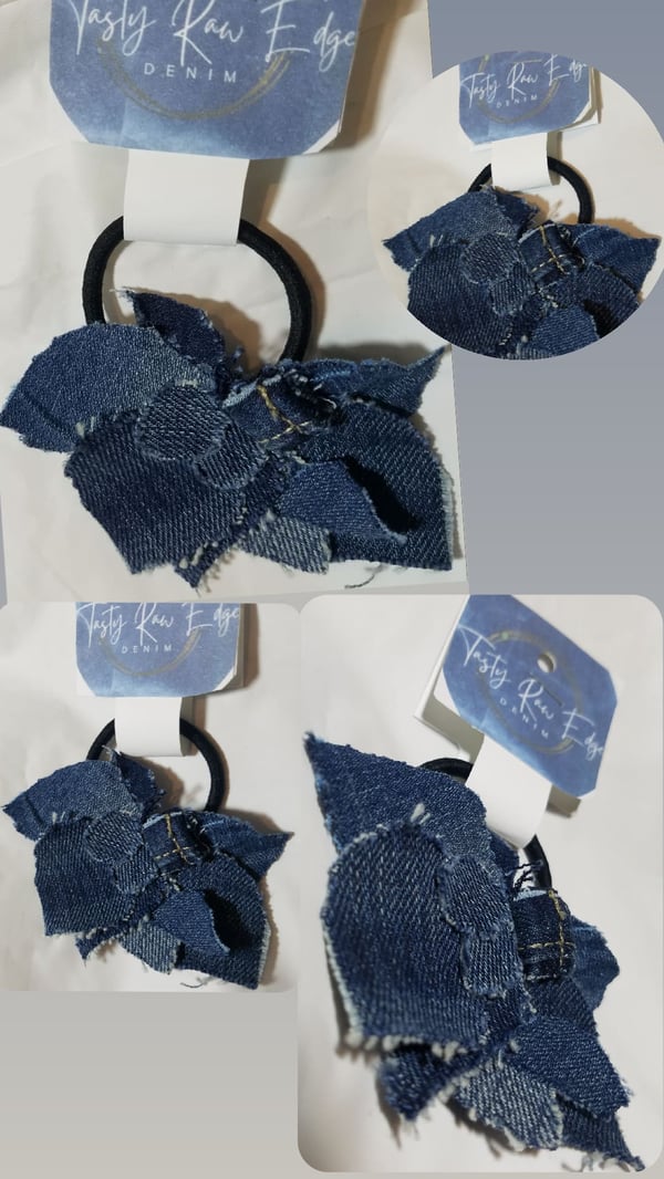 Image of Tasty Raw Edge Denim- “Fallin” Ponytail Style Accent   