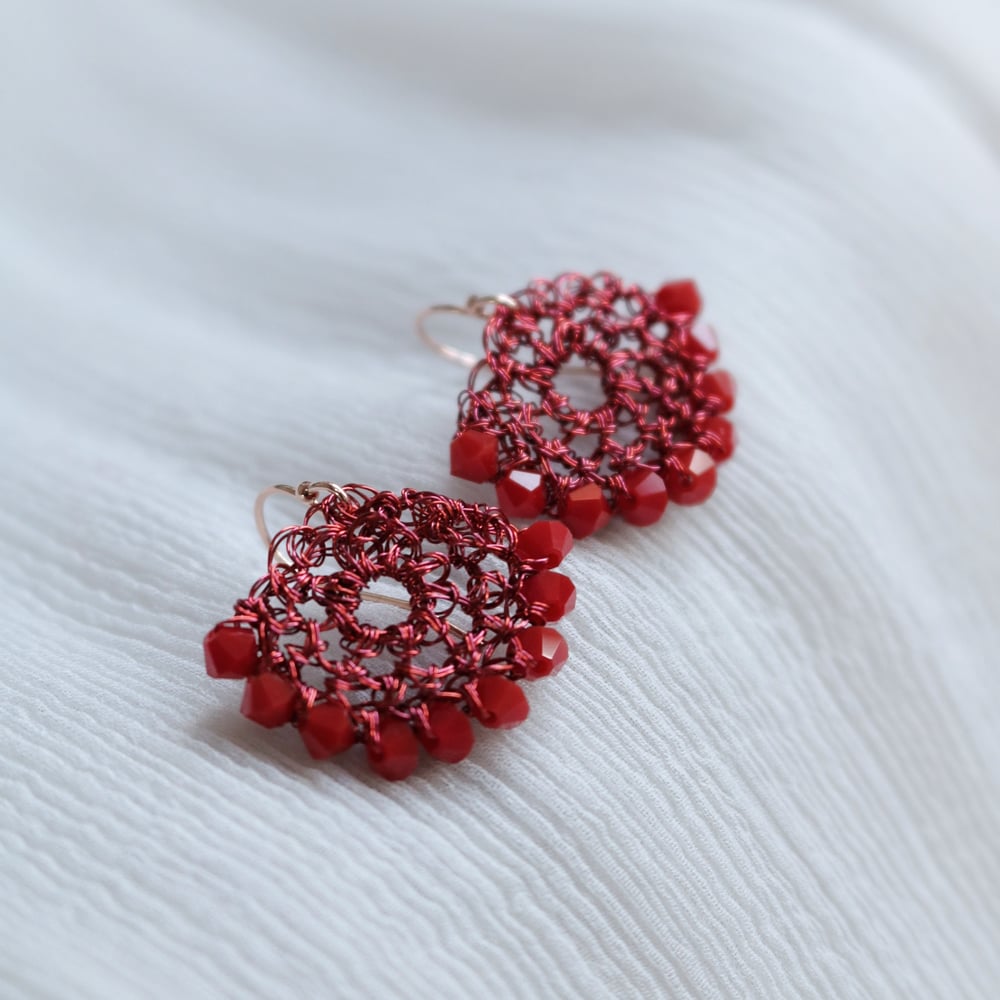 Image of CRESCENT  EARRINGS - Crimson