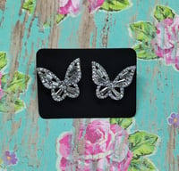 Silver Bling Butterfly Studs