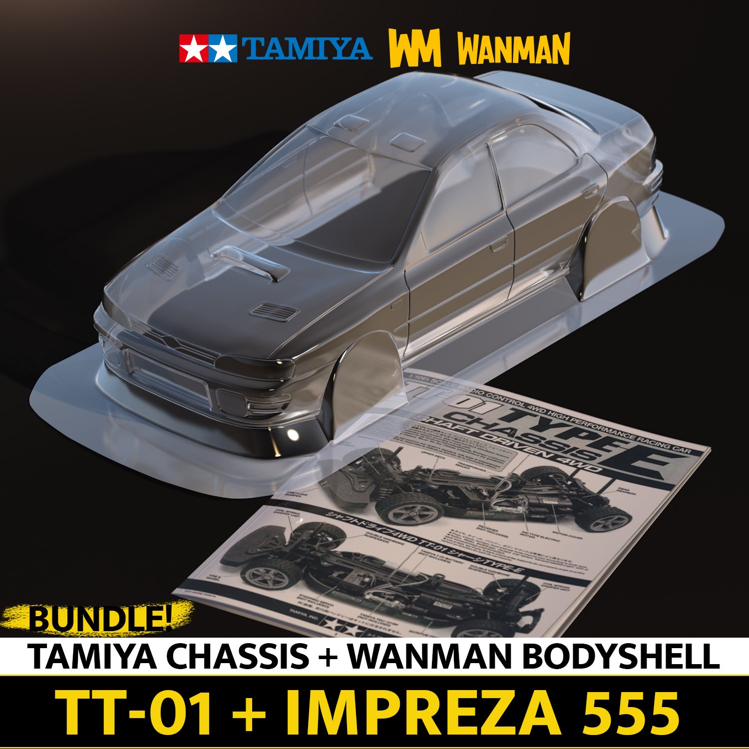 Tamiya TT 01 Subaru Impreza 555 Bodyshell Bundle