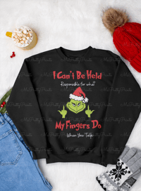 Image 3 of Grinch Vibes "Middle Finger" Grinch Sweathshirt/Hoodie Personalized Option