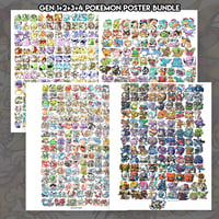 Image 1 of Gen 1+2+3+4 Pokemon Poster Bundle