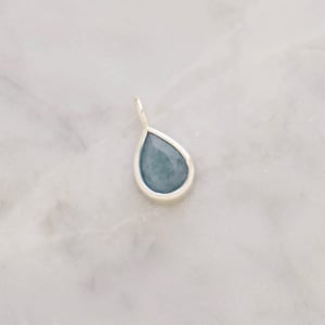 Image of Icy Blue Aquamarine pear cut classic silver necklace