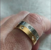 Image 4 of Luxury Shiny Rotating Circle Crystal Ring Stainless Steel Rose Gold Love Ring