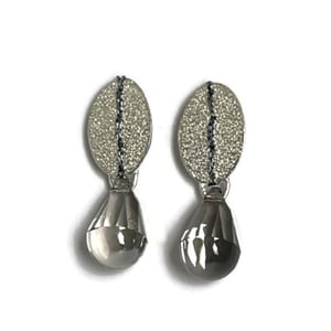 Image of Small Sewn Up Earrings with grey Swarovski Crystal drops
