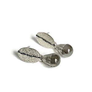 Image of Small Sewn Up Earrings with grey Swarovski Crystal drops