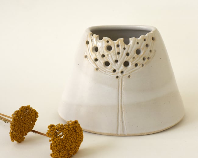 cream oval seedhead vase