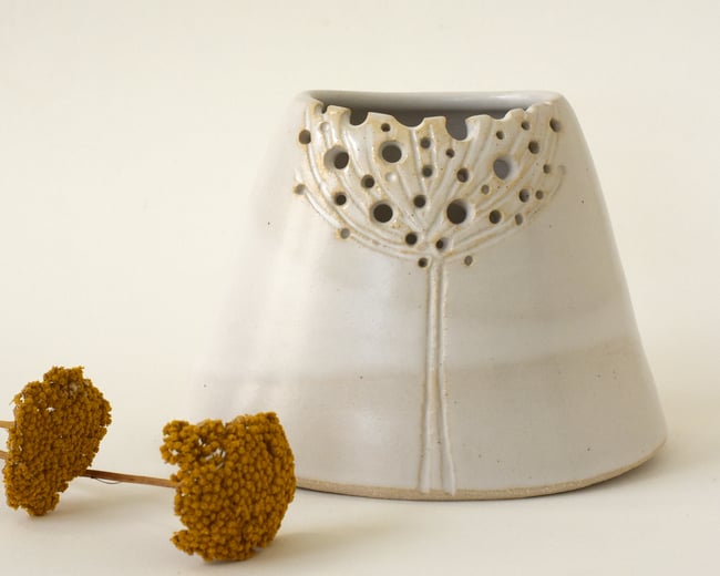 cream oval seedhead vase