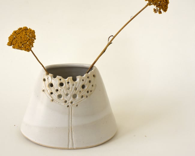 cream oval seedhead vase