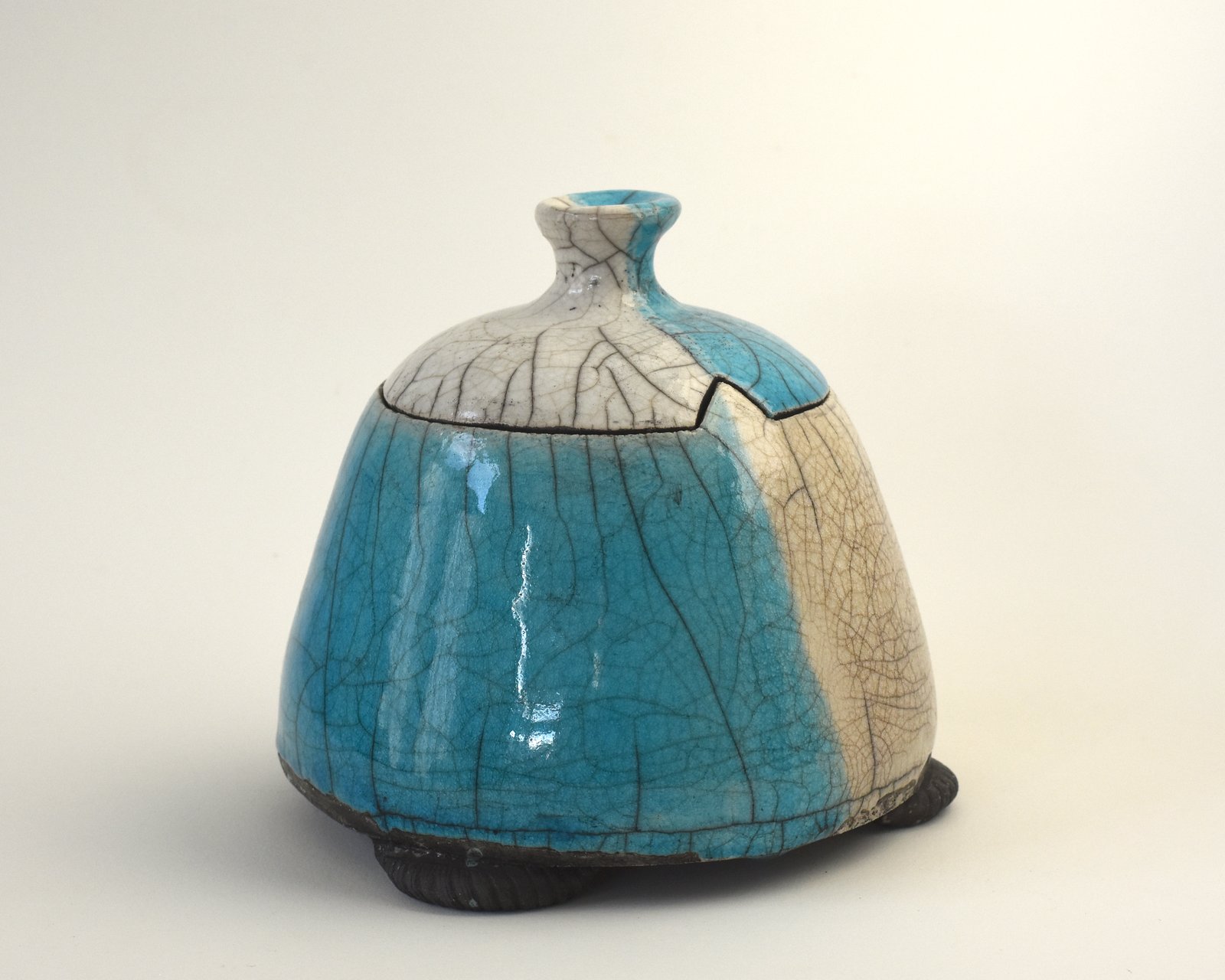 raku turquoise lidded pot | Zan+Me