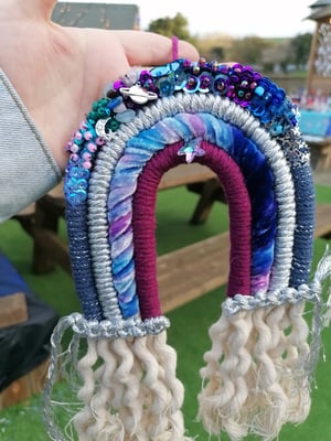 Beaded macrame rainbow ( space theme) 