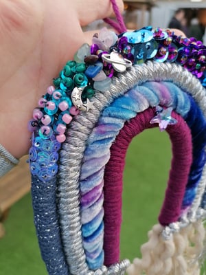 Beaded macrame rainbow ( space theme) 