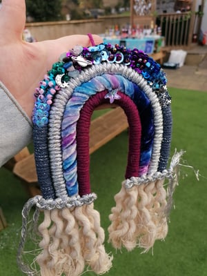 Beaded macrame rainbow ( space theme) 