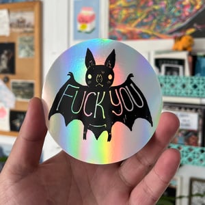Image of Holographic Fuck You Bat Sticker