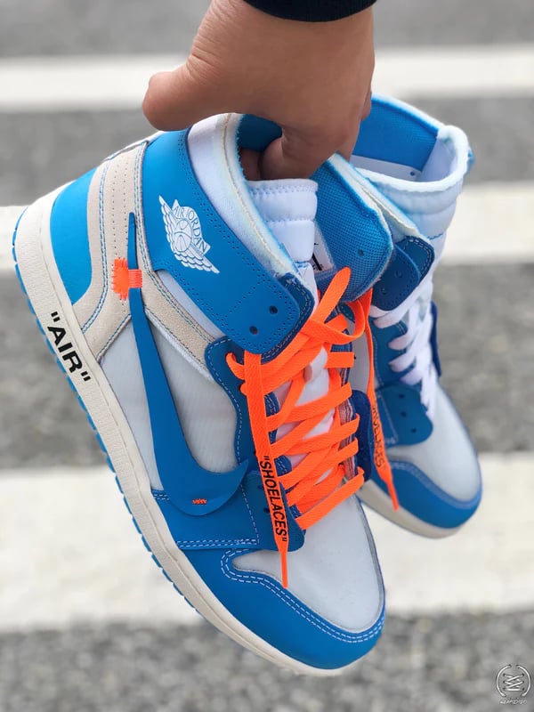 Blue off white air jordan 1 sales