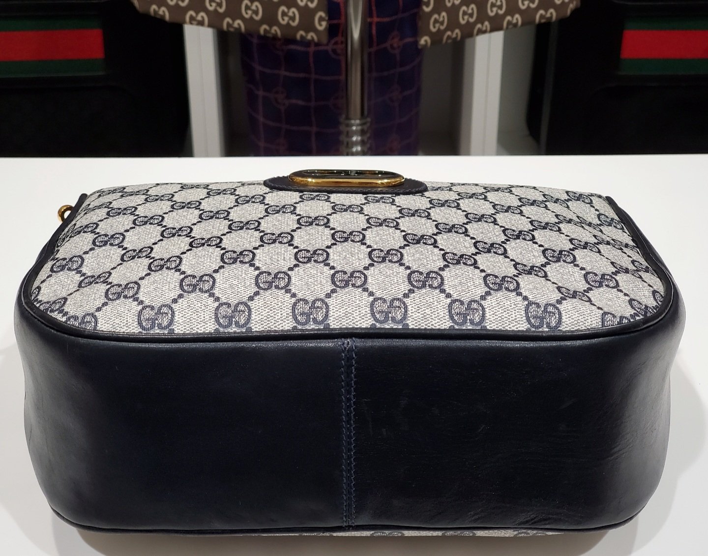 バッグ 858 vintage old gucci gg hand bag navy Gucci Vintage Micro GG Monogram Ophidia Monogram Navy Blue