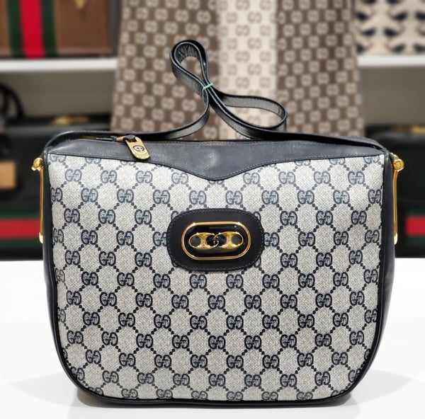 Image of "RARE" Vtg. Gucci Blue Monogram Shoulder Bag