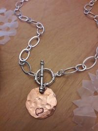 Image 3 of Sterling Oval Link necklace with Hammered Penny 3UV