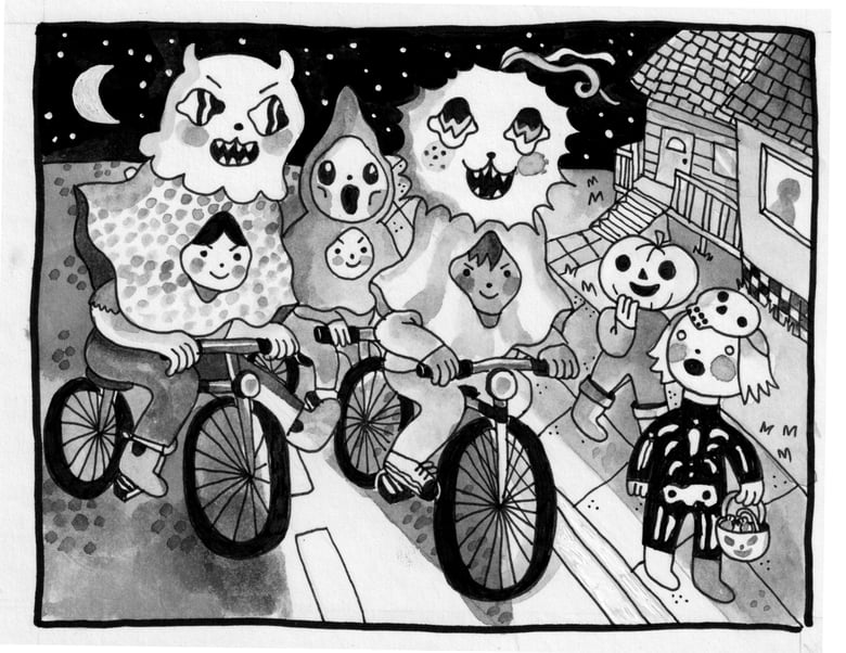 Image of TRICK OR TREAT BIKE RIDE- painting