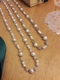 Image 4 of White Pearls with Labradorite or Rainbow Moonstones 3XC & 3WZ