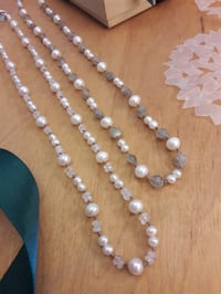 Image 2 of White Pearls with Labradorite or Rainbow Moonstones 3XC & 3WZ