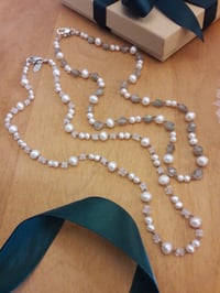 Image 3 of White Pearls with Labradorite or Rainbow Moonstones 3XC & 3WZ