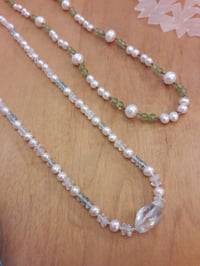 Image 2 of White Pearls with Swiss Blue Topaz 3UW or Peridot 3WX