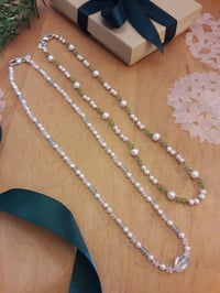 Image 3 of White Pearls with Swiss Blue Topaz 3UW or Peridot 3WX