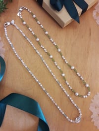 Image 4 of White Pearls with Swiss Blue Topaz 3UW or Peridot 3WX