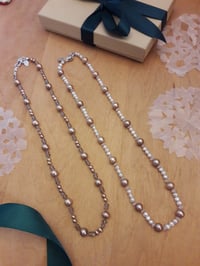 Image 2 of Taupe Freshwater Pearls with White Pearls, Rainbow Moonstone & Smoky Topaz