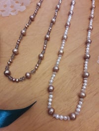Image 3 of Taupe Freshwater Pearls with White Pearls, Rainbow Moonstone & Smoky Topaz