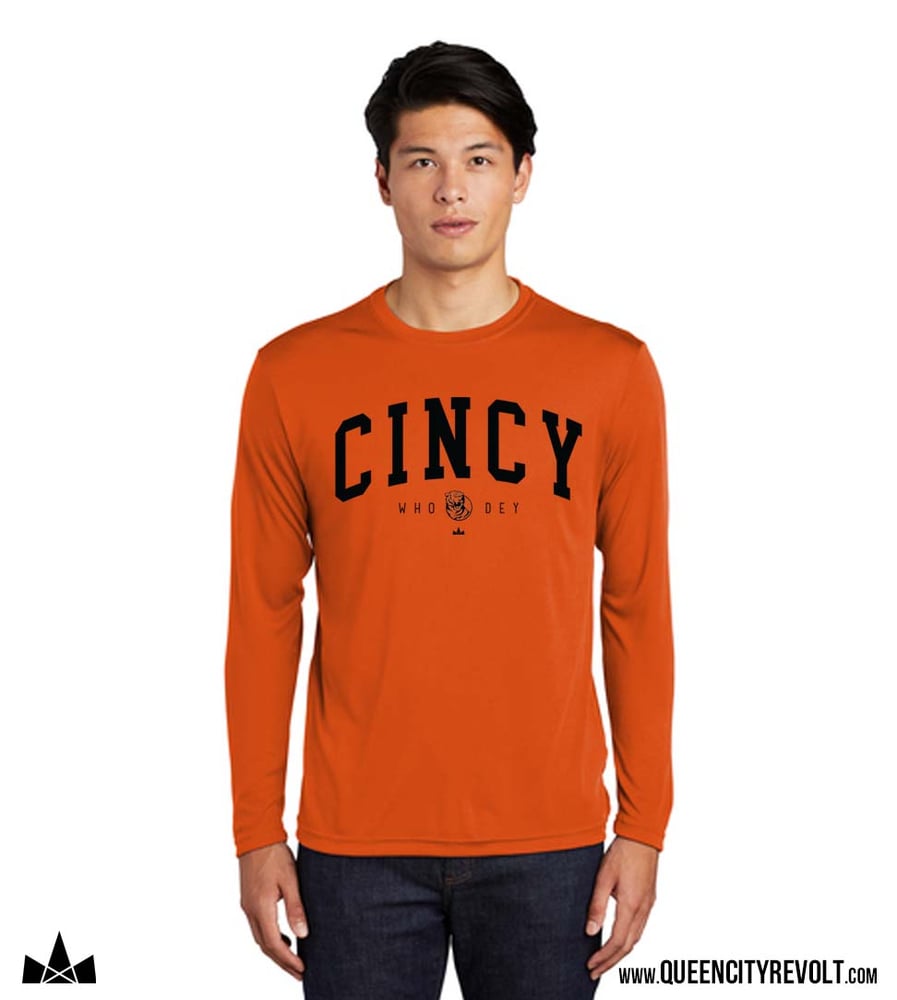 Image of Cincy Performance Longsleeve Tee, Orange