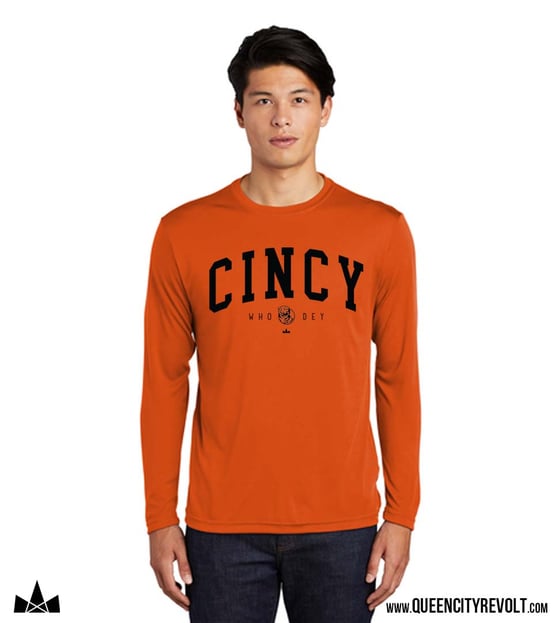 Image of Cincy Performance Longsleeve Tee, Orange