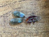 Image 5 of Carved Labradorite Feather, Gemstones and Sterling Silver earrings 