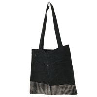 Image 2 of TOTE BAG UPCYCLING / NOIR / DENIM / Tramé ECRU