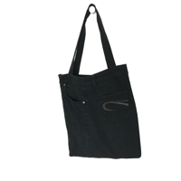 Image 2 of TOTE BAG UPCYCLING / NOIR / DENIM brodé